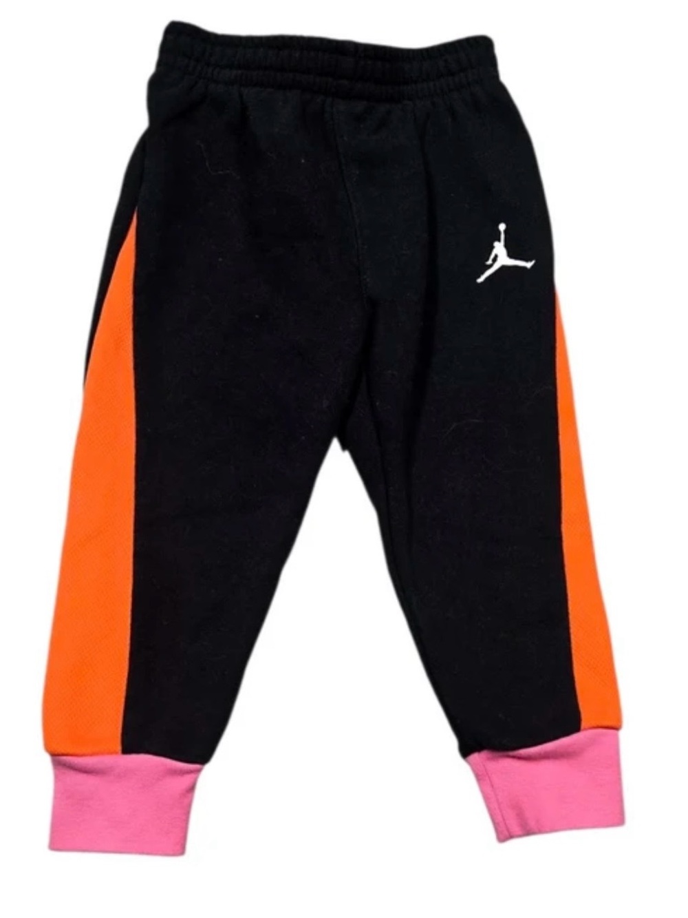 Girls Jordan Black & Orange Athletic Joggers with Pink Cuffs